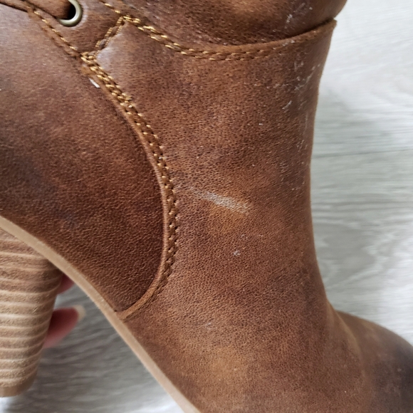 FINAL $ DROP Brown ankle boots chunky heel booties size 9 western country boho - Picture 10 of 10